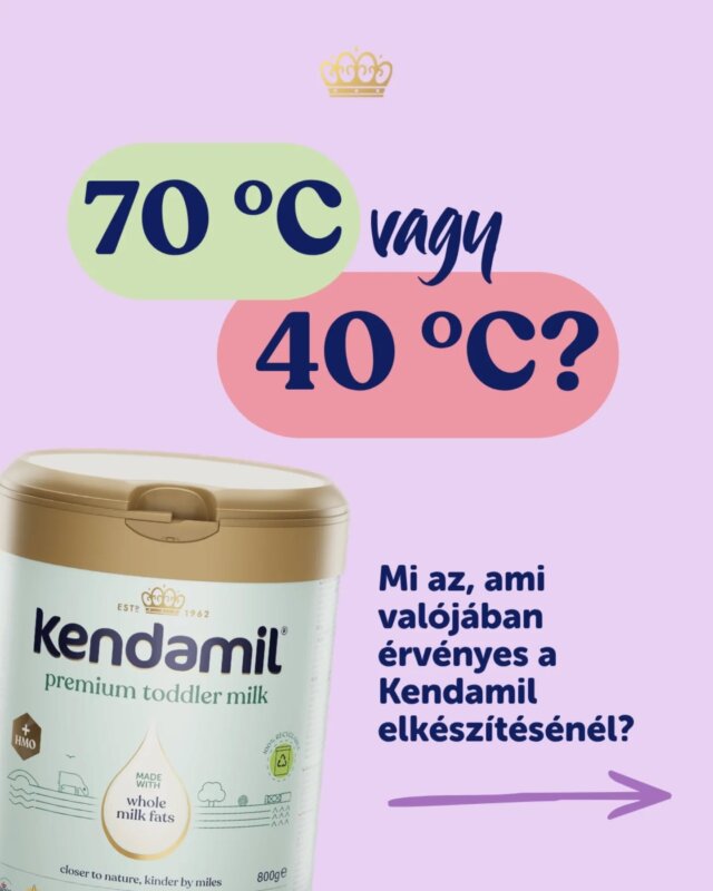 Lehet, hogy észrevetted, hogy egyes Kendamil csomagolásokon már más elkészítési hőmérséklet szerepel, mint korábban. 🌡️

Miért változtattuk meg az ajánlott hőmérsékletet 40 °C-ról 70 °C-ra, és hogyan kell helyesen elkészíteni a tejet? Ebben a bejegyzésben mindent elmagyarázunk. 👀

Ne felejtsd el elmenteni a posztot, vagy megosztani más szülőkkel is, hogy ők is tisztán lássanak ebben a kérdésben. 💡

Van még kérdésed a tej elkészítésével kapcsolatban? Írd meg nekünk kommentben. 💌